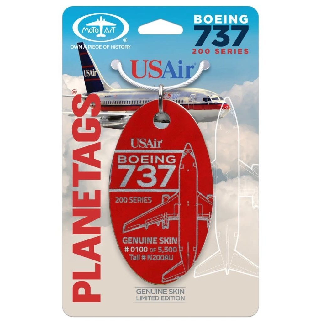 Plane Tag Boeing USAir 737-200 Series - Red