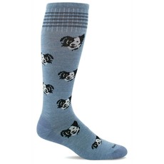 Womens Compression Socks Canine Cuddle Blue M/L