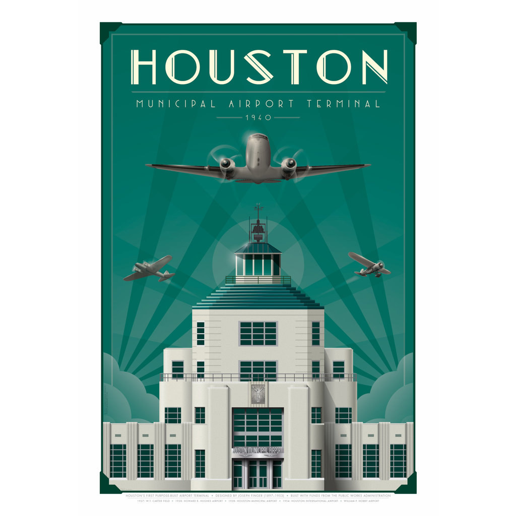 WHJAA Jet Age Houston Air Terminal 1940 Art Print