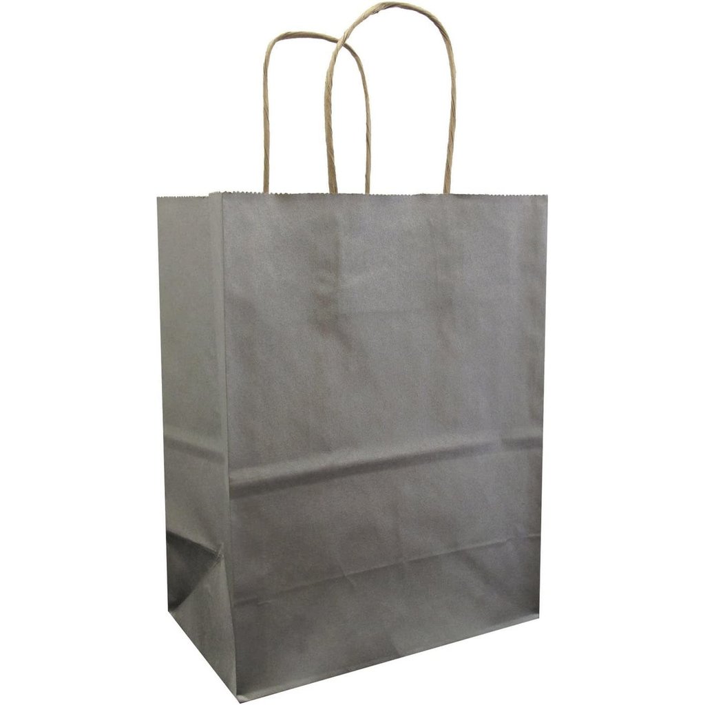 WHJR- Metallic Silver Kraft Medium Gift Tote