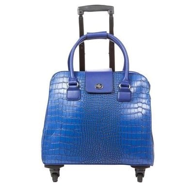 Harlequin Rolling Tote Blue Vegan Crocodile