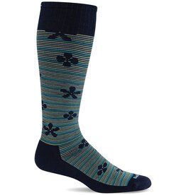 Women's Compression Socks Featherweight Floral Navy S/M