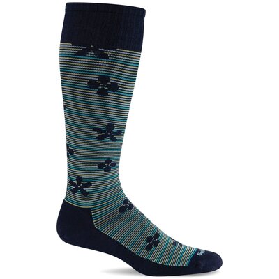 Women's Compression Socks Featherweight Floral Navy S/M