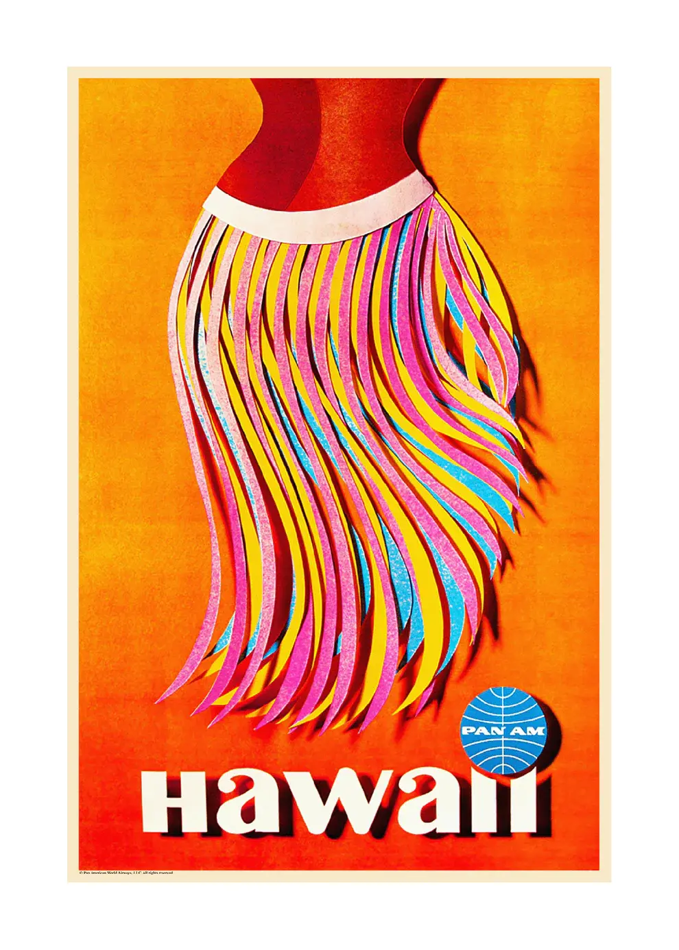 Poster: Pan Am Hawaii, 1960s 'Hula Skirt' ✈️ - Planewear