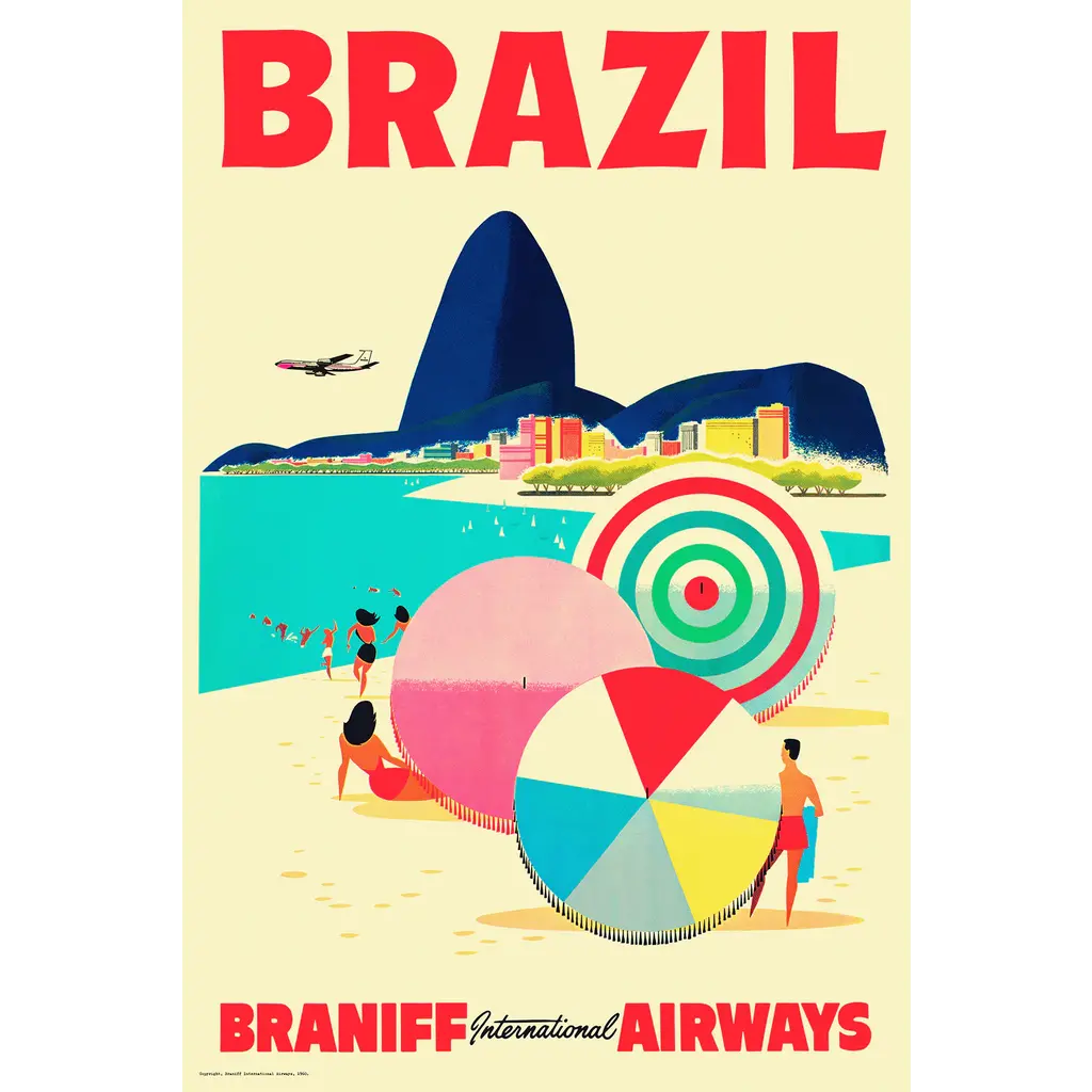 WHSTB- Braniff Brazil, 1950s 'Corcovado' Poster