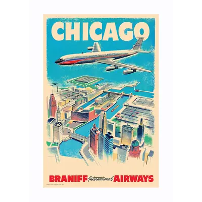 WHSTB- Braniff Chicago, 1960s 'Aerial View' Poster