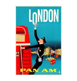 WHSTB- Pan Am London , 1950s 'Red Double Decker' Mini Poster