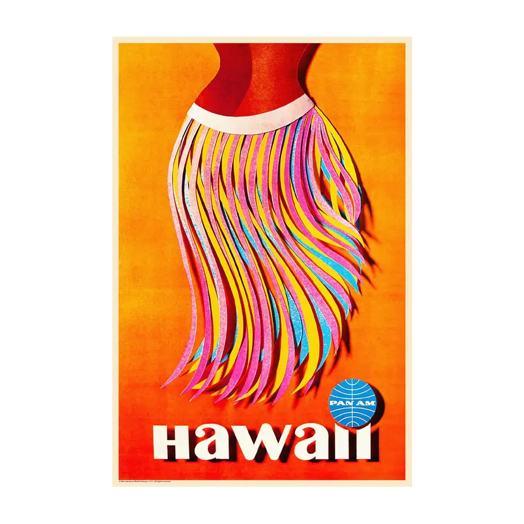 WHSTB- Pan Am Hawaii, 1960s 'Hula Skirt' Mini Poster
