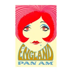 WHSTB- Pan Am England, 1960s 'Twiggy' Postcard