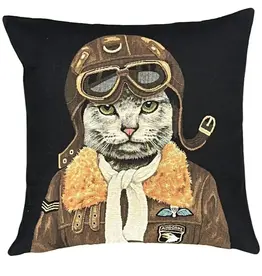 WHYW- Top Gun Cat Tapestry Cushion Cover