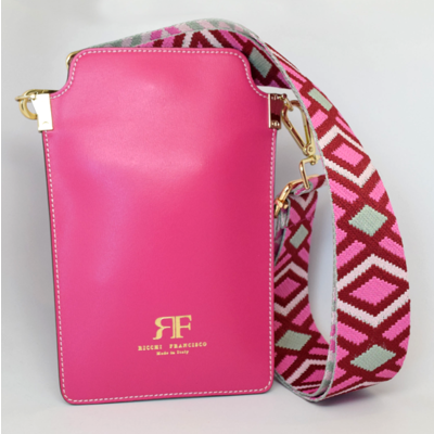 WHRF Italian Leather Cell Phone Bag - Fuchsia