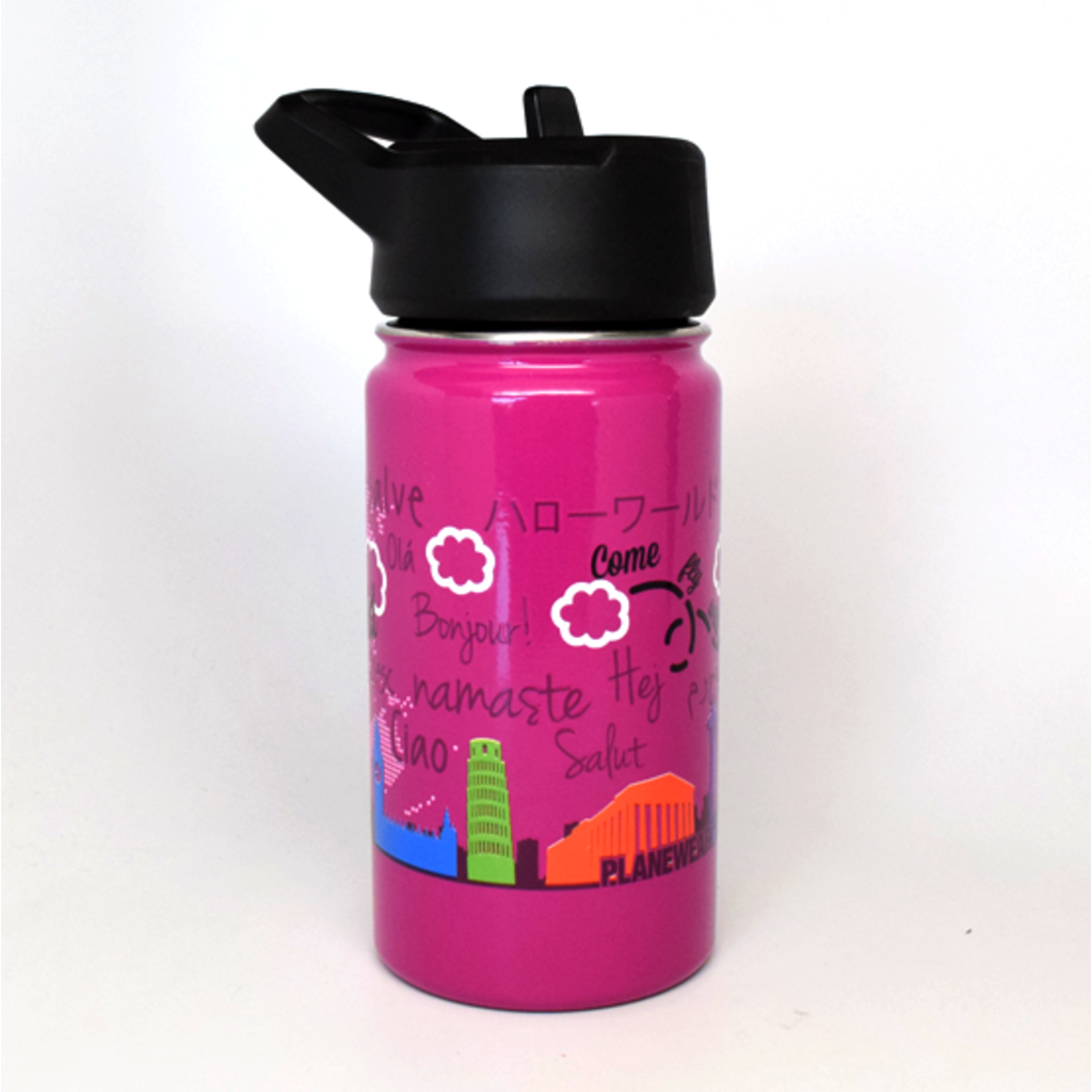 WHLB- Kids Around The World Pink Water Bottle - Berry