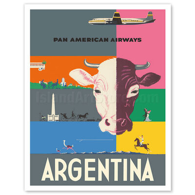 Pan Am Argentina Cow Head Print