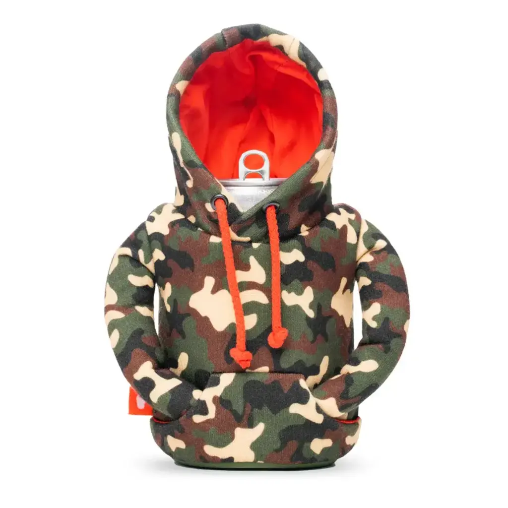 WH1PC- Woodsy Camo/Puffin Red Hoodie Can Cooler