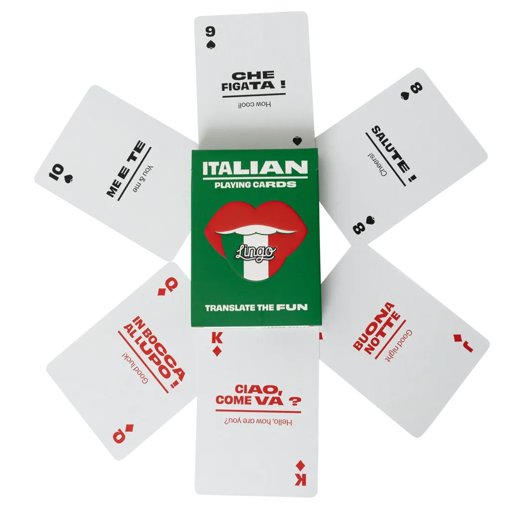 WHLGO Playing Cards: Lingo Italian Travel Tin ✈️