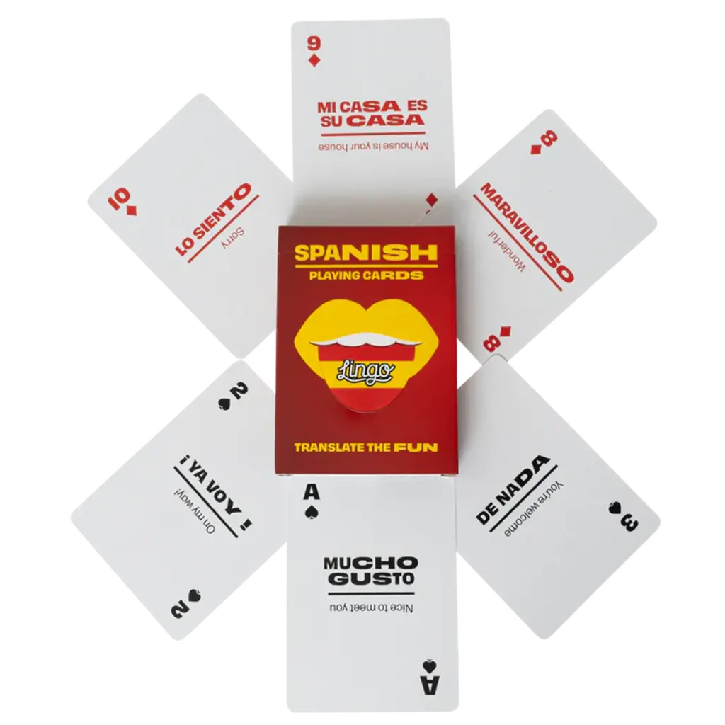 WH1LGO Playing Cards: Lingo Spanish Travel Tin ✈️