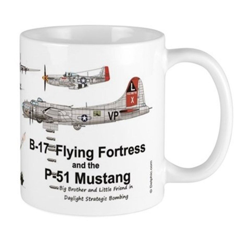 WH1DEL B-17 Flying Fortress and P-51 Mustang Coffee Mug