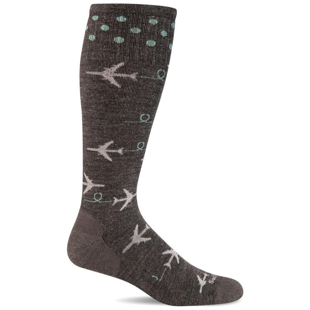 Women's Compression Socks In Flight Fun Charcoal Md/Lg