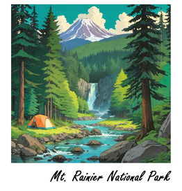 WHIKG- Ikigai Camping Mount Rainier Holographic Sticker