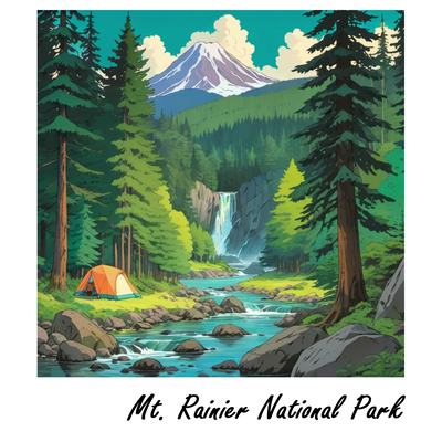 WHIKG- Ikigai Camping Mount Rainier Holographic Sticker
