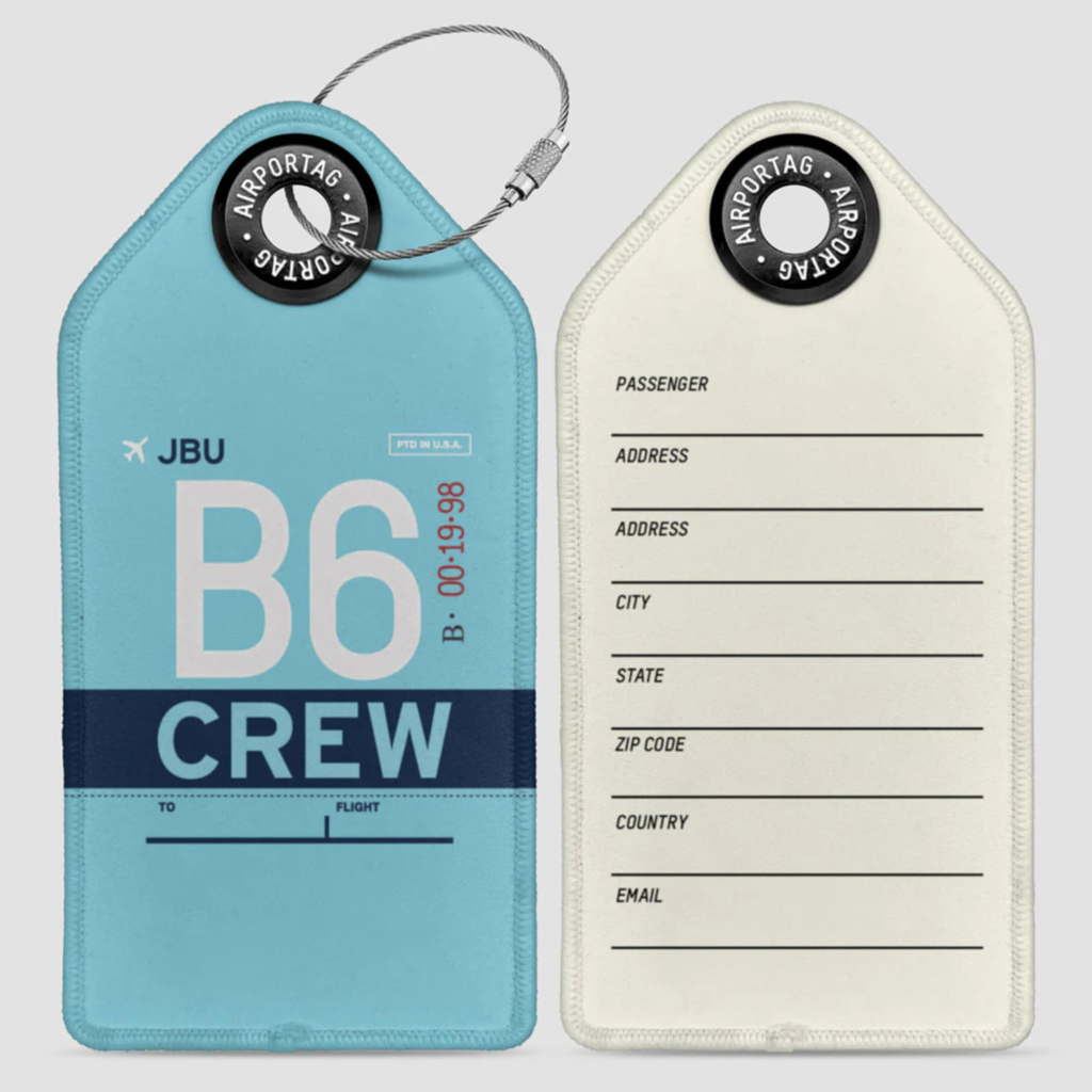WHAT-2 B6 Crew Luggage Tag