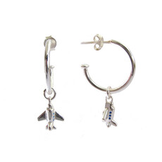First Class Collection  Silver Hoop Charm Earrings