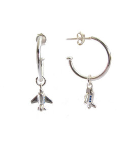 First Class Collection  Silver Hoop Charm Earrings-2.0
