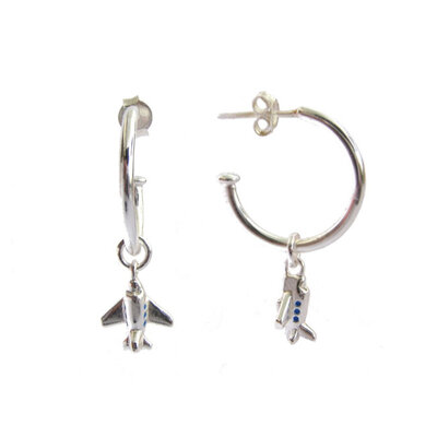First Class Collection  Silver Hoop Charm Earrings-2.0