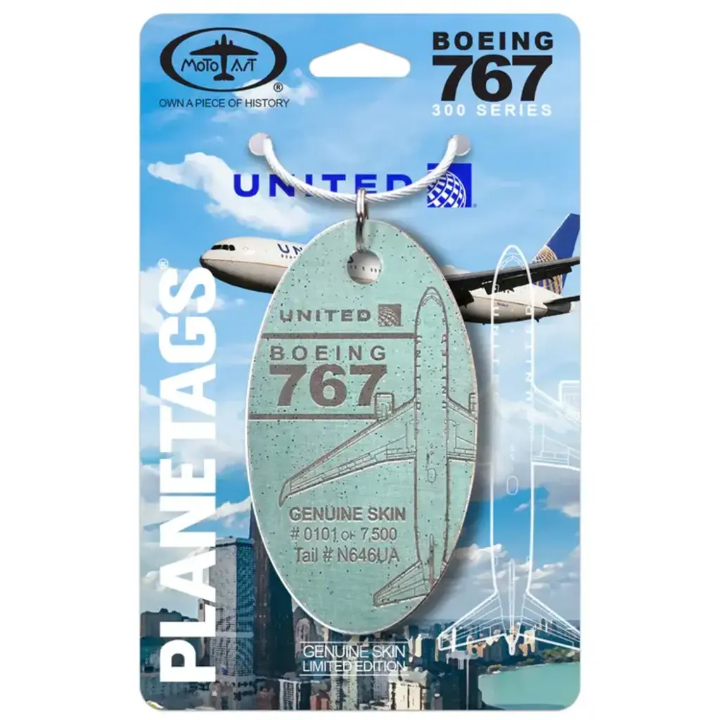 Plane Tag United Boeing 767 Bare Metal Green