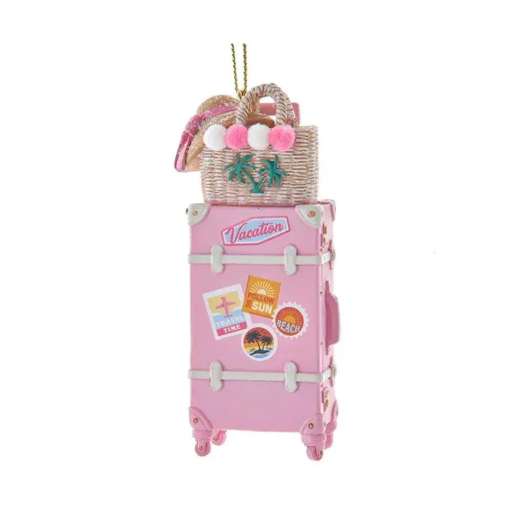 WHKA- Pink Luggage with Hat and Bag Ornament