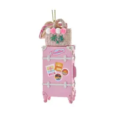 WHKA- Pink Luggage with Hat and Bag Ornament