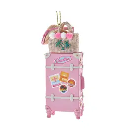 WHKA- Pink Luggage with Hat and Bag Ornament