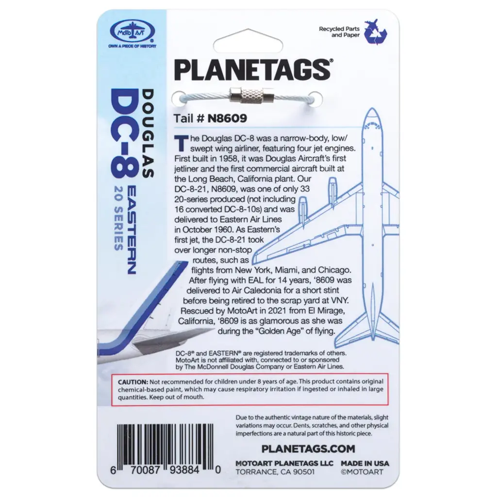 Plane Tag Eastern DC-8 Light Blue
