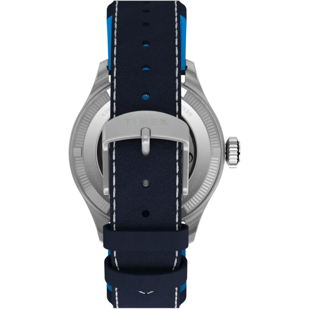 WH1TX- Timex Pan Am Waterbury Auto Blue Dial Blue Strap Watch