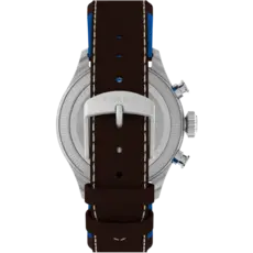 WH1TX- Timex Pan Am Waterbury Chrono Silver Dial Brown Strap Watch