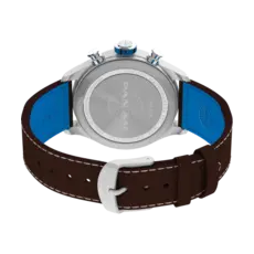 WH1TX- Timex Pan Am Waterbury Chrono Silver Dial Brown Strap Watch