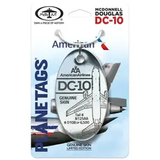 Plane Tag American DC-10  Polished Metal