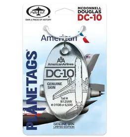 Plane Tag American DC-10  Polished Metal