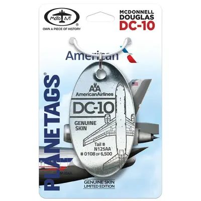 Plane Tag American DC-10  Polished Metal