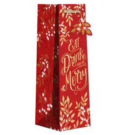 XMAS Eat Drink be Merry Christmas Gift Wine Bottle Tote Bag