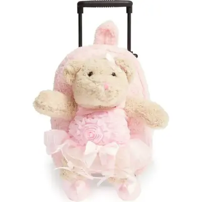 Ballerina Bear Pink Rolling Backpack