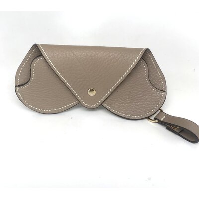 WHRF Italian Leather Glasses Case with Carabiner-Sabbia