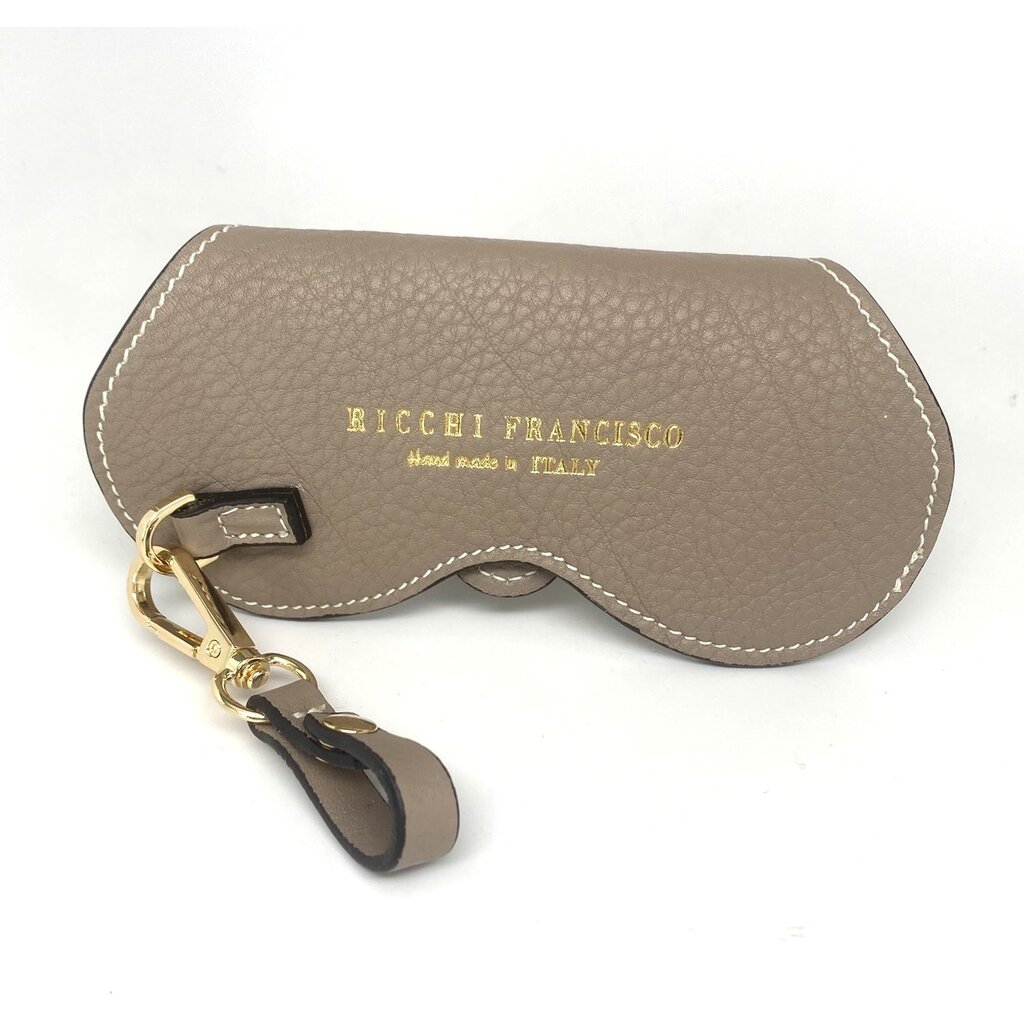 WHRF Italian Leather Glasses Case with Carabiner-Sabbia