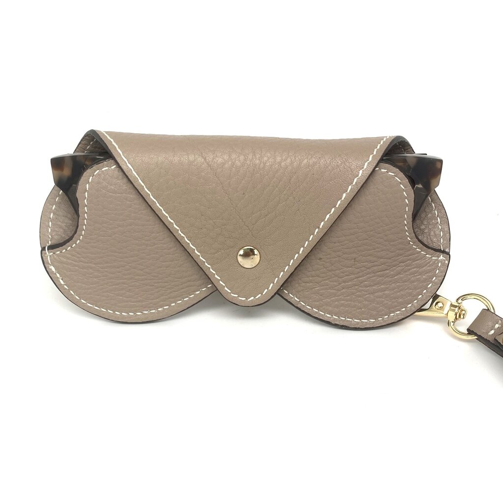 WHRF Italian Leather Glasses Case with Carabiner-Sabbia