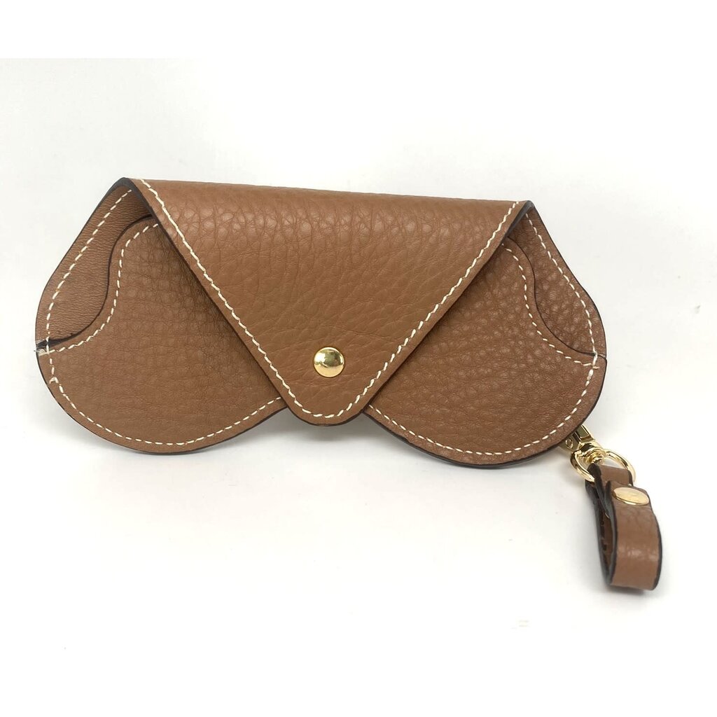 WHRF Italian Leather Glasses Case with Carabiner-Marrone