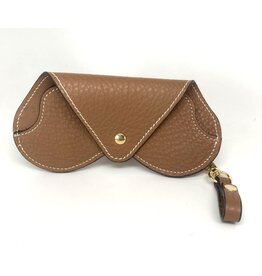 WHRF Italian Leather Glasses Case with Carabiner- Marrone