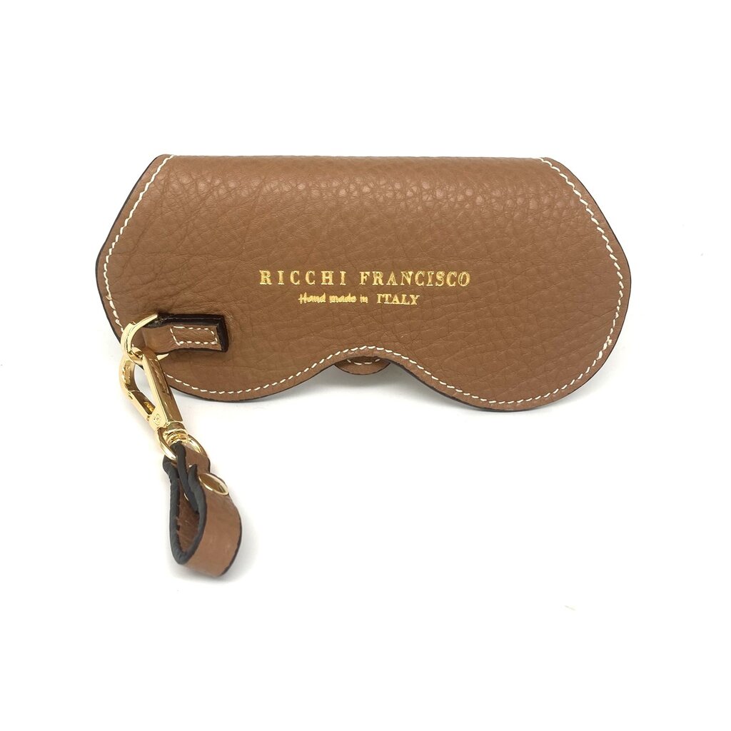 WHRF Italian Leather Glasses Case with Carabiner-Marrone