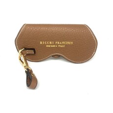 WHRF Italian Leather Glasses Case with Carabiner-Marrone