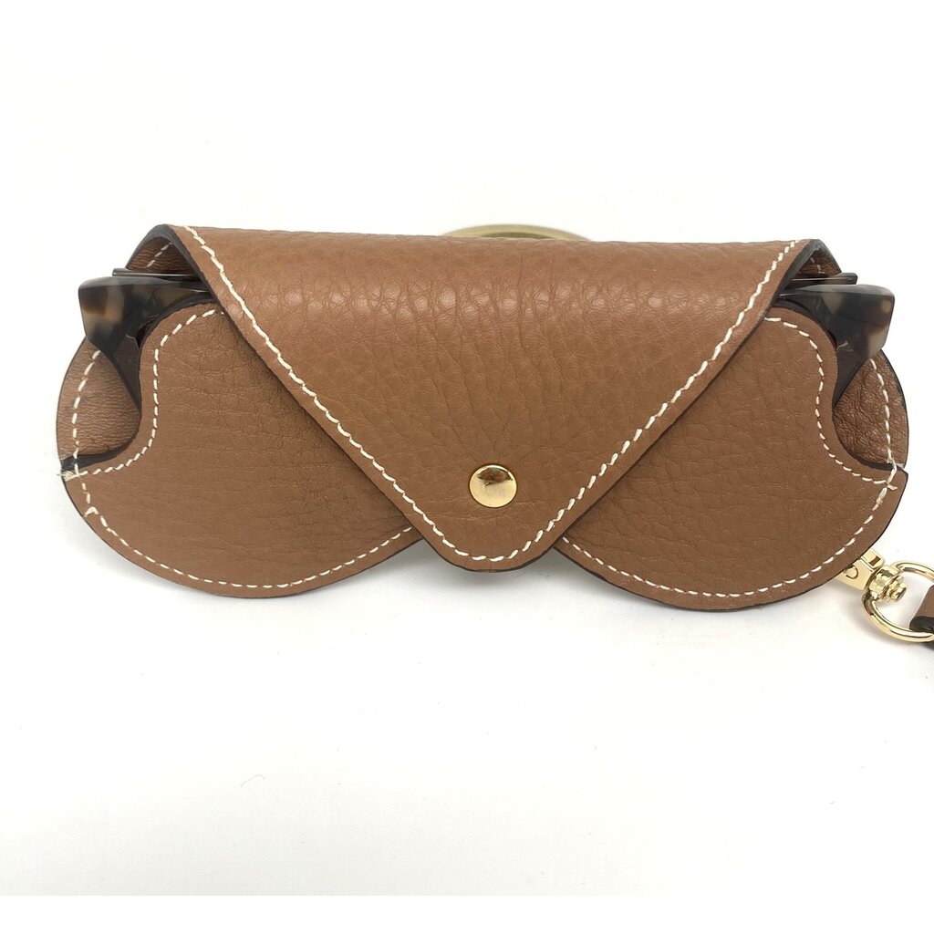 WHRF Italian Leather Glasses Case with Carabiner-Marrone