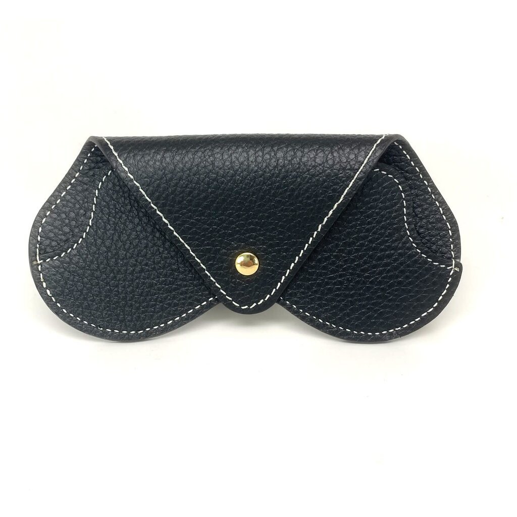 WHRF Italian Leather Glasses Case with Carabiner-Nero